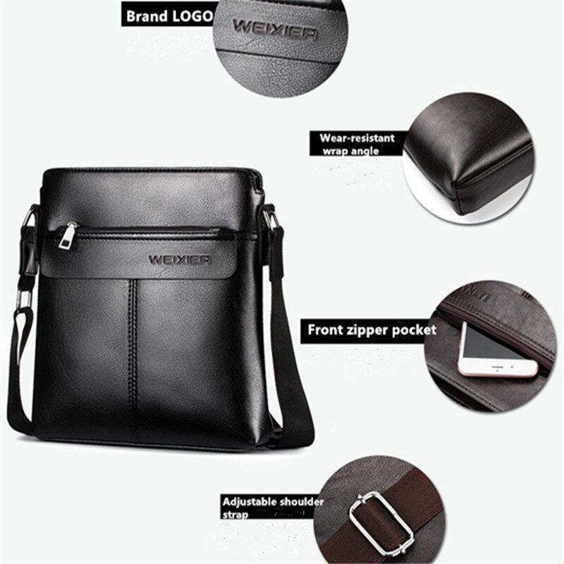 WEIXIER Brand Leather Youth Messenger Zipper Bag