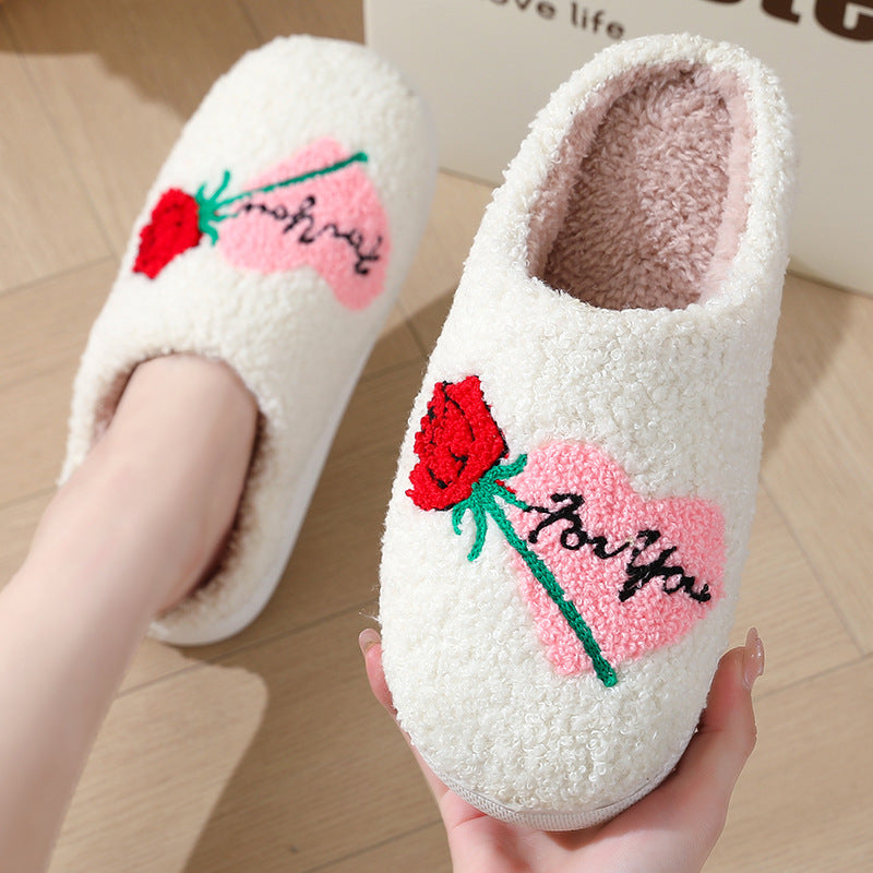 Valentines Indoor Home Plush Thermal Slippers