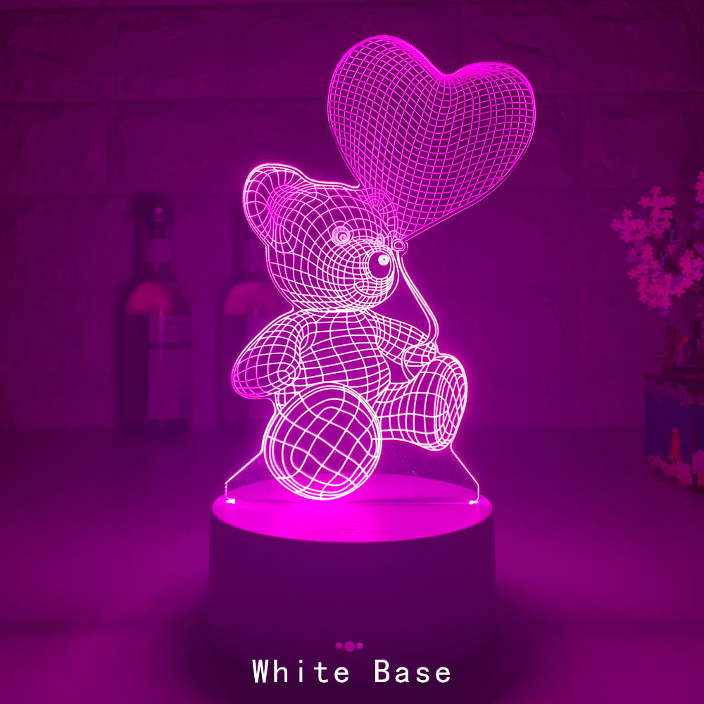 Valentines 3D Lamp Acrylic USB LED Night Lights Neon Sign