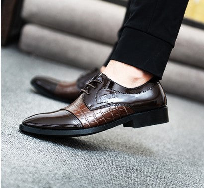 Autumn Pattern Pointed Leather Business Dress Shoes