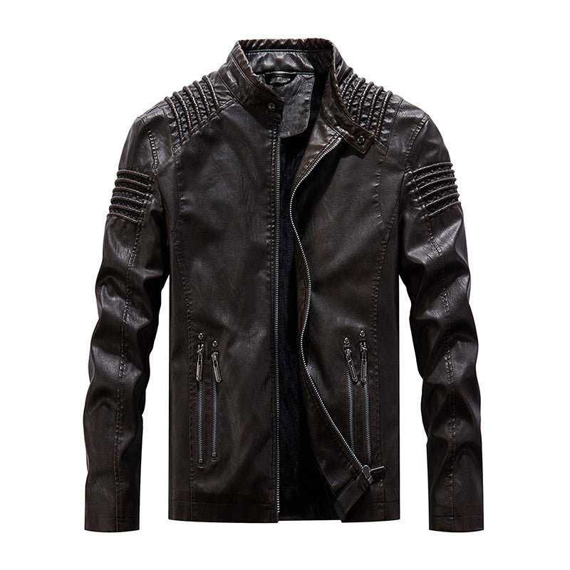 Men Leather Jacket Winter And Autumn Motorcycle PU Warm Fashion Coat