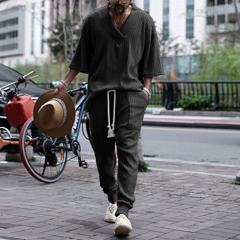 Casual Sweater Suit Men's Summer Loose Short