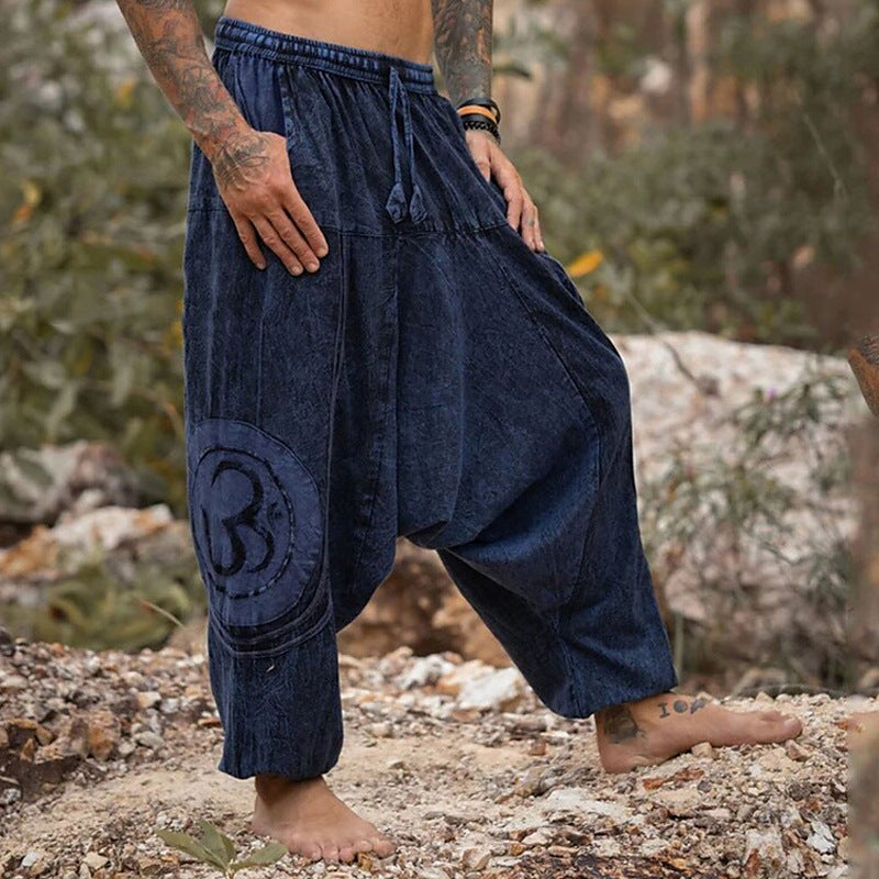 Ethnic Style Pattern Fashion Men's Casual Ankle-tied Trousers
