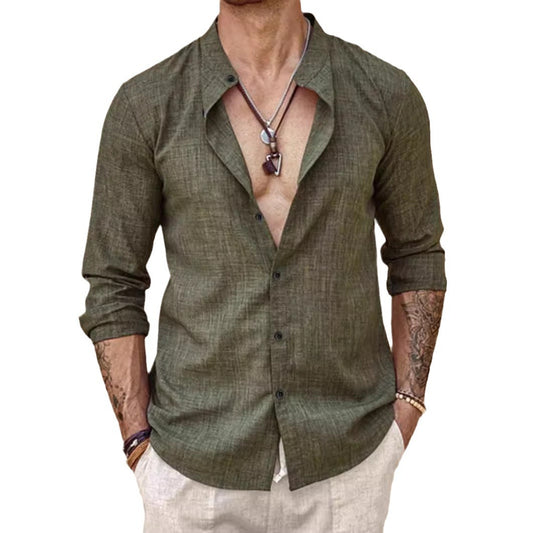 Stand Collar Long Sleeve Cardigan Shirt