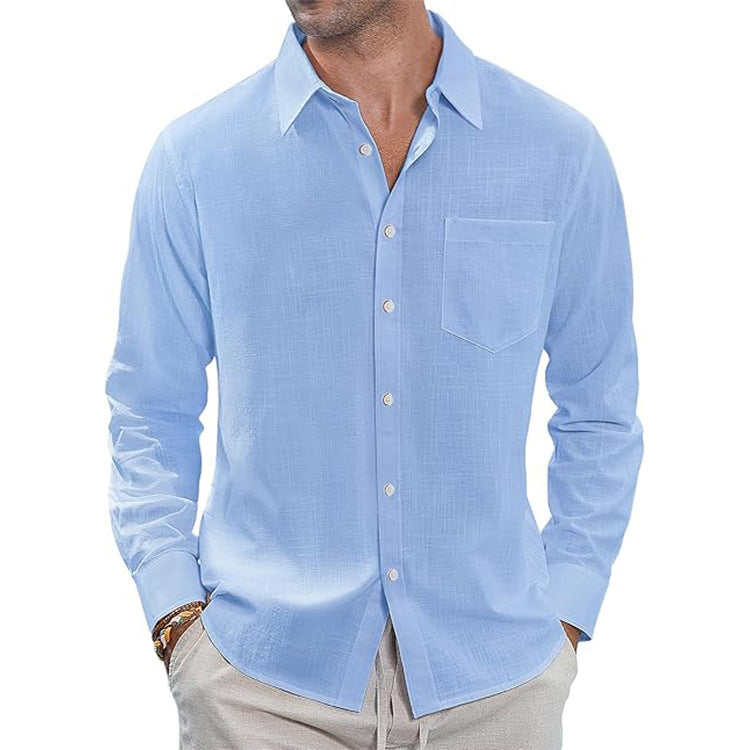 Thin Lapel Collar Long Sleeve Shirt