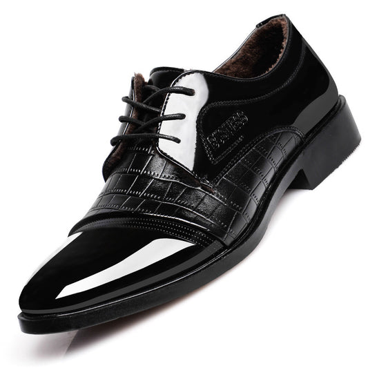 Autumn Pattern Pointed Leather Business Dress Shoes