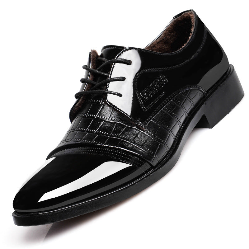 Autumn Pattern Pointed Leather Business Dress Shoes