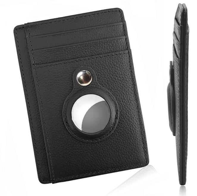 AirTag Leather Anti Theft Bullet Multi-functional Rfid Card Holder Wallet