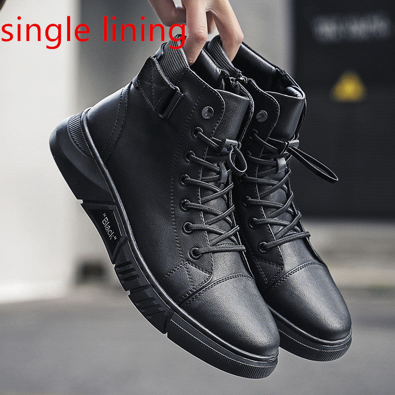 High-Top Martin Leather Shoes Plus Cashmere