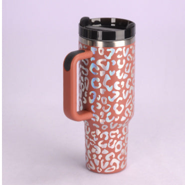 40 Oz Tumbler With Handle Straw Insulated, Stainless Steel Spill Proof Vacuum Coffee Cup Tapered Mug