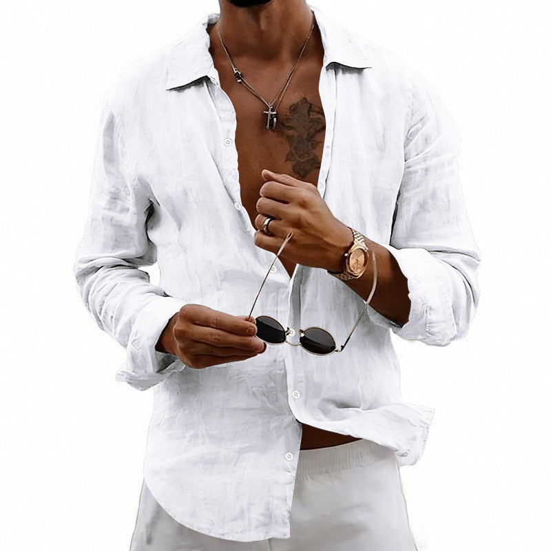 Loose Fit Cardigan With A Lapel Collar Shirt