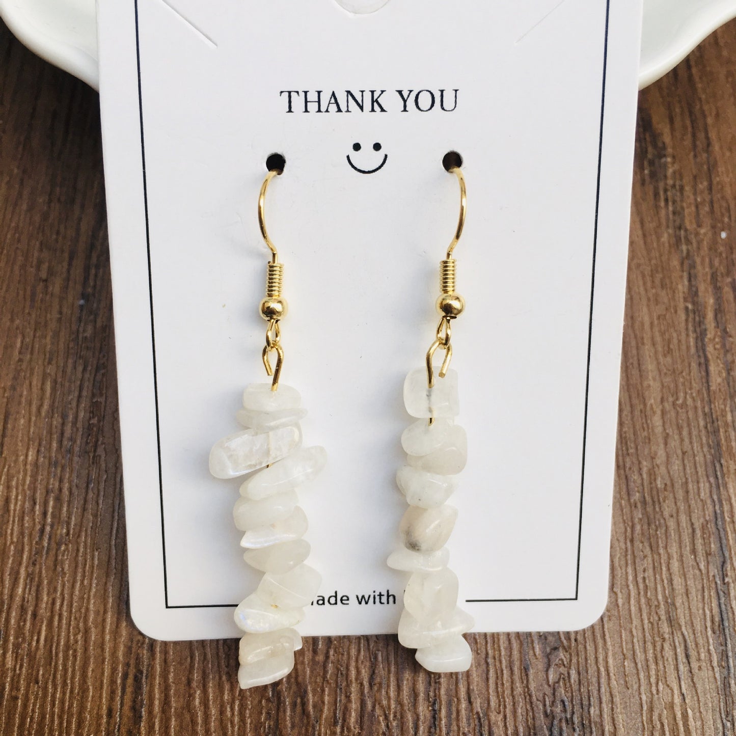 Handmade DIY Natural Crystal Stone Beaded Earrings