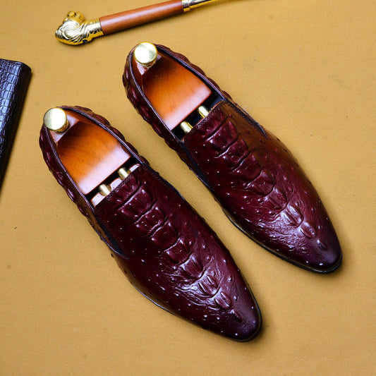 Leather Casual Business Breathable Crocodile Pattern Trendy Shoes