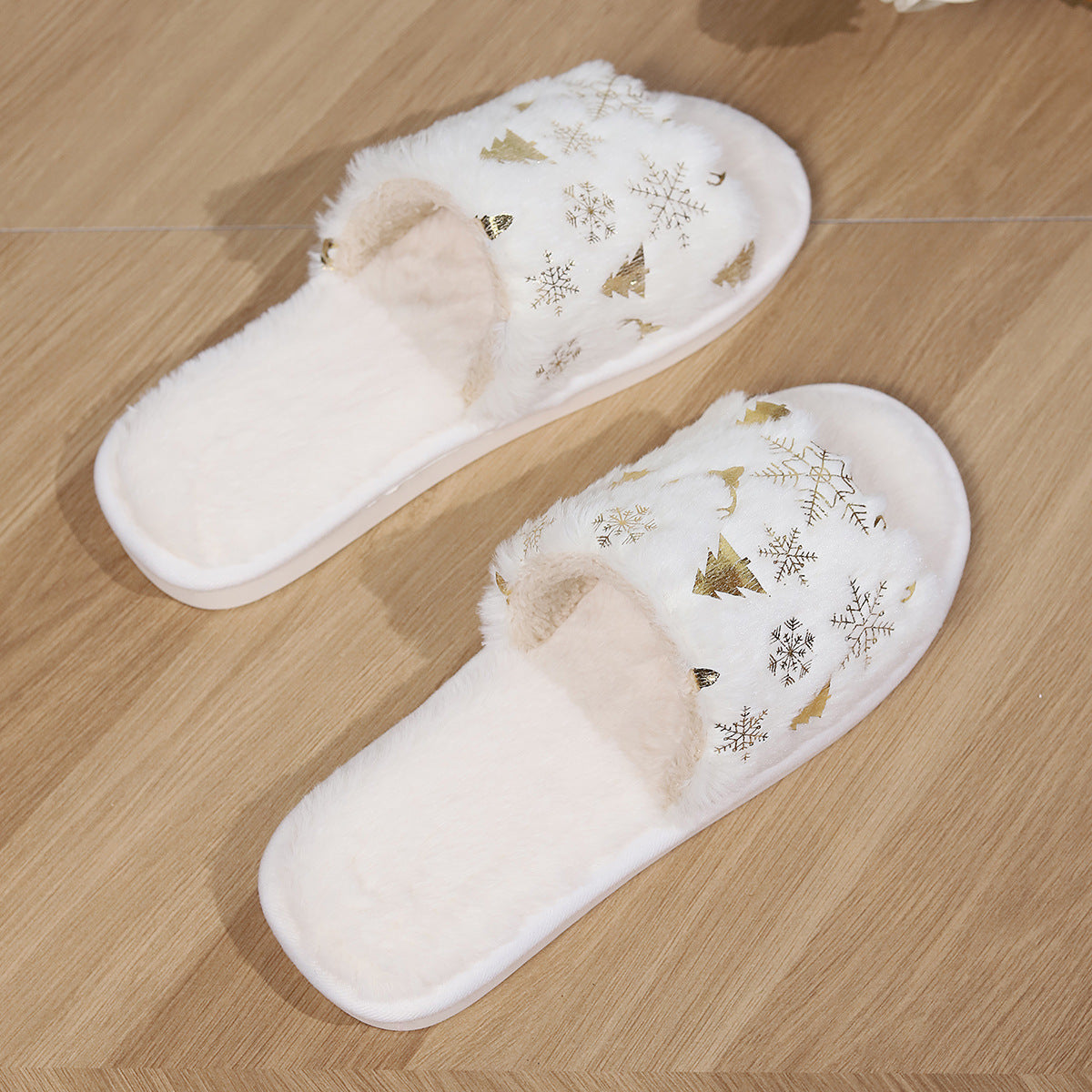 Christmas Open-Toed Plush Non-Slip Fashion Slippers