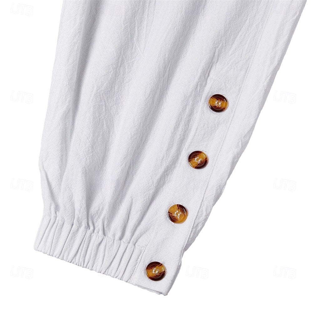 Casual Loose Fit Linen with Buttoned Pants