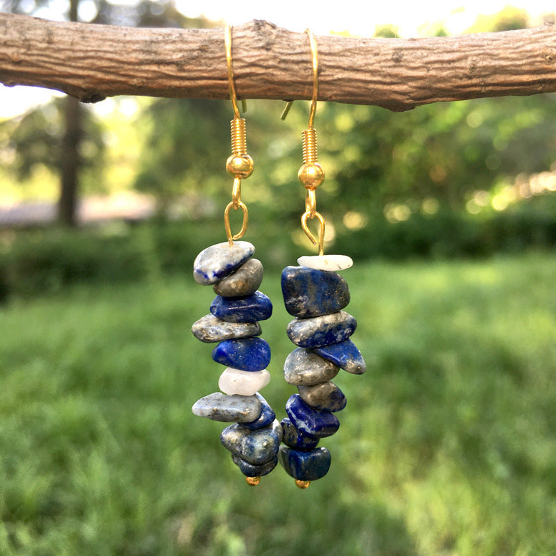 Handmade DIY Natural Crystal Stone Beaded Earrings