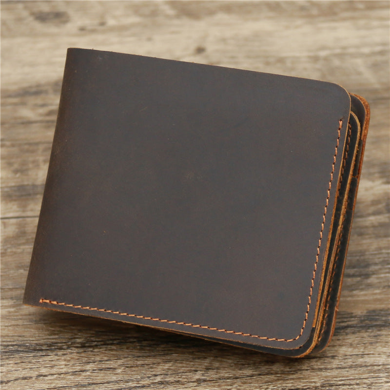 Men's CowHide Leather Retro Tri-Fold Wallet
