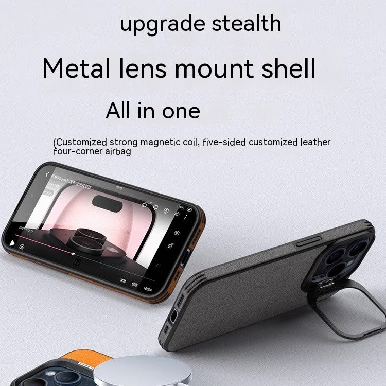 Leather Invisible Bracket Phone Case