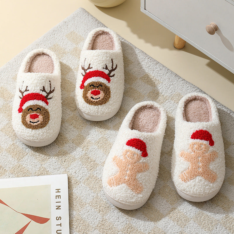 Christmas Santa Claus Furry Non-Slip Home Slippers