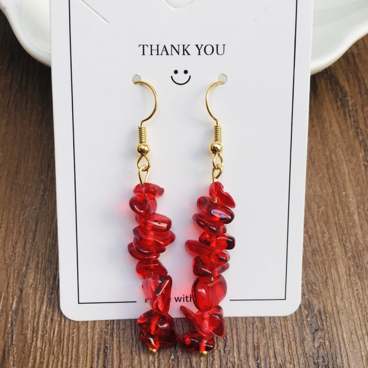 Handmade DIY Natural Crystal Stone Beaded Earrings