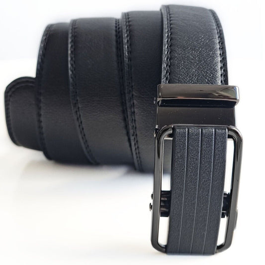 Microfiber Leather Mens Ratchet Belt Adjustable Size, Slide Buckle
