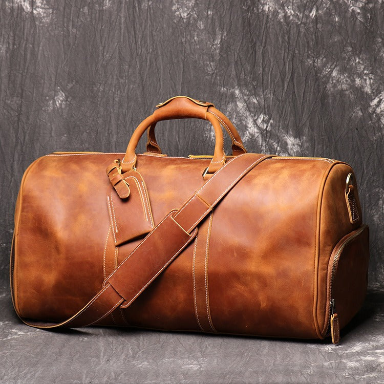 Genuine Leather European and American Retro Travel Crossbody Handbag or GYM bag