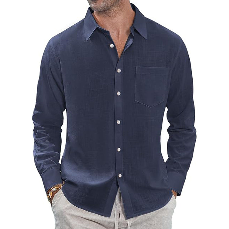 Thin Lapel Collar Long Sleeve Shirt