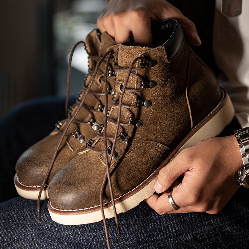 Retro Mountaineering High-Top Calf Leather Boots