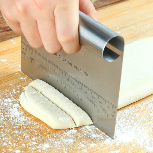Stainless Steel Pastry Spatula and Cutter With Scale Pizza Dough Scraper