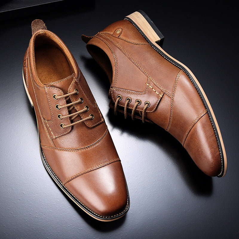 Leather lace-up casual shoes