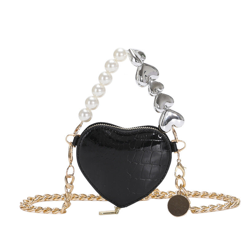 Valentines Mini Love-Shape Fashion Purse Shoulder Bag Lipstick Bag with Chain