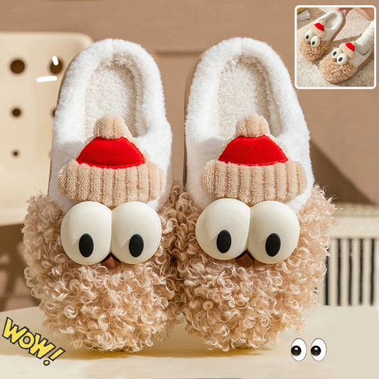 Cartoon Bearded Santa Claus NonSlip Plush Slippers