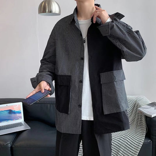 Patchwork Contrast Loose Long Sleeve Shirt