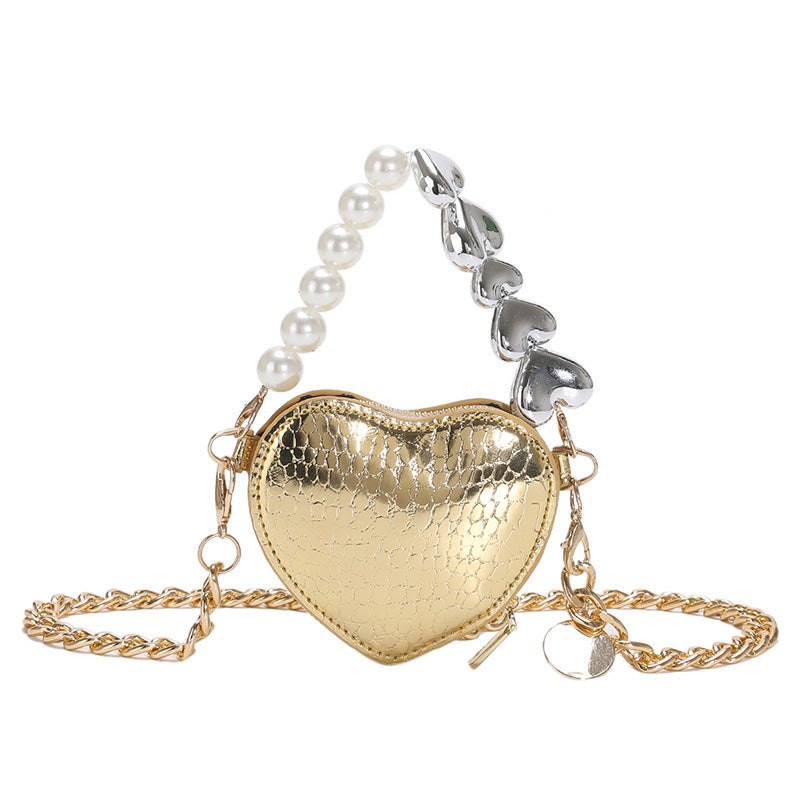 Valentines Mini Love-Shape Fashion Purse Shoulder Bag Lipstick Bag with Chain