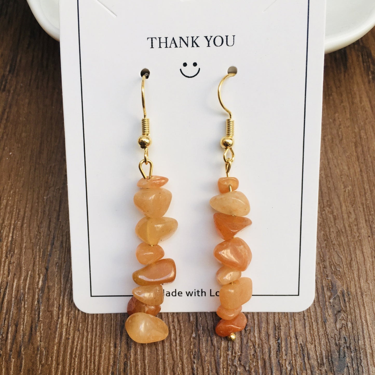 Handmade DIY Natural Crystal Stone Beaded Earrings