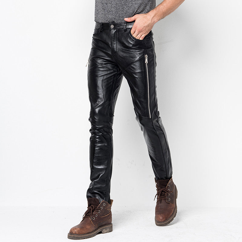 Leather Pants Men Winter Slim Korean Version