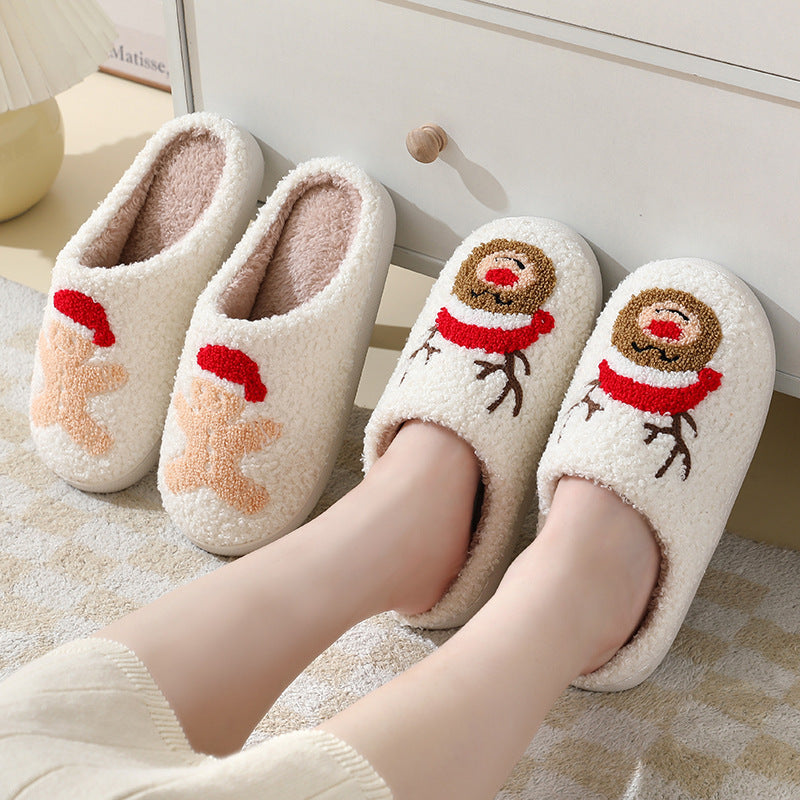 Christmas Santa Claus Furry Non-Slip Home Slippers