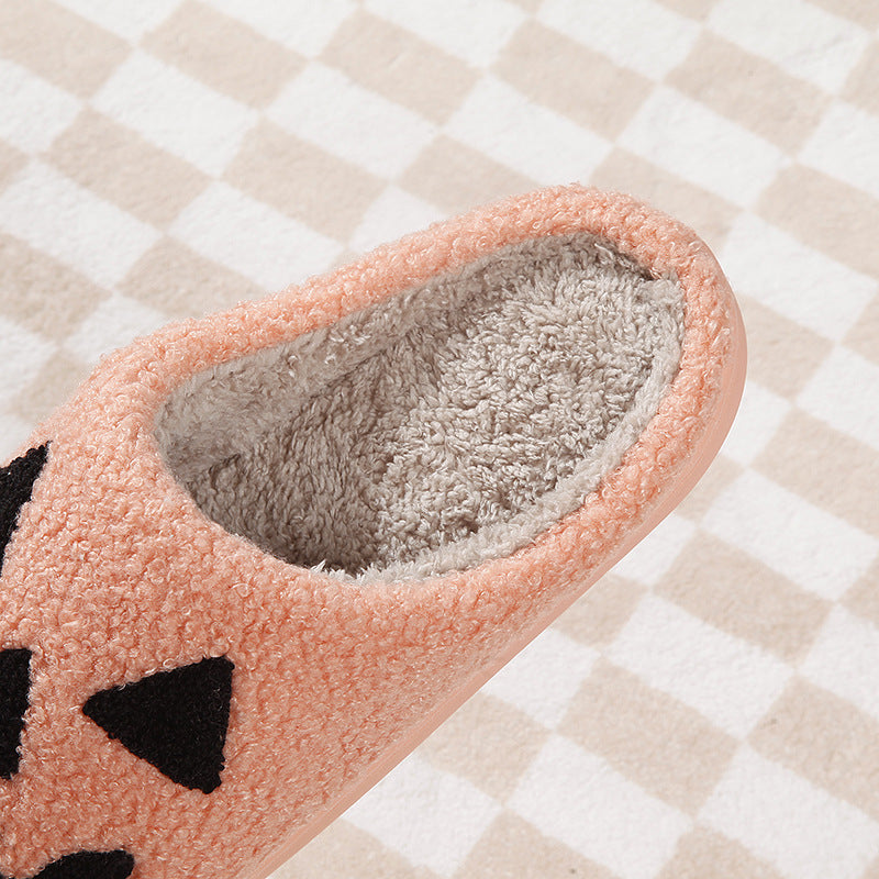 Halloween Pumpkin Cartoon Thermal Winter Cotton Slippers