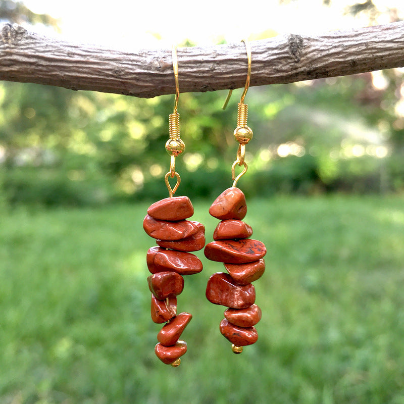 Handmade DIY Natural Crystal Stone Beaded Earrings