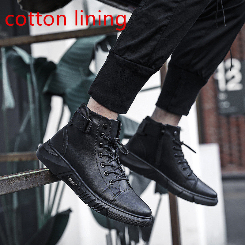High-Top Martin Leather Shoes Plus Cashmere