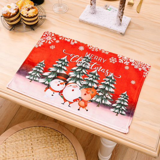 Christmas Decorations Cartoon Old Man Table Mat Christmas Tablecloth Mat Creative Printing Placemat