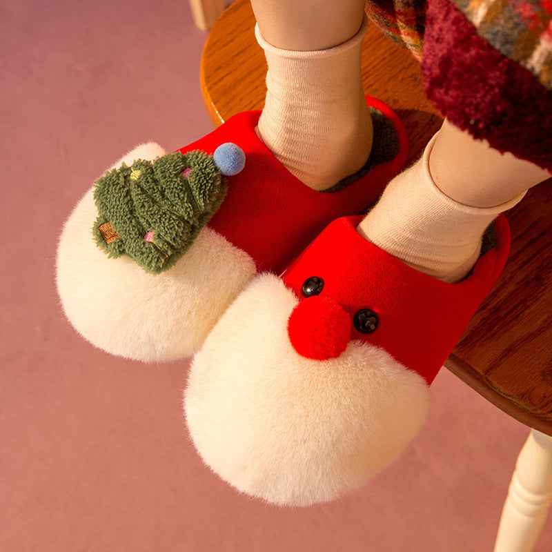 Christmas Cute Santa Claus Plush Non-Slip Slippers