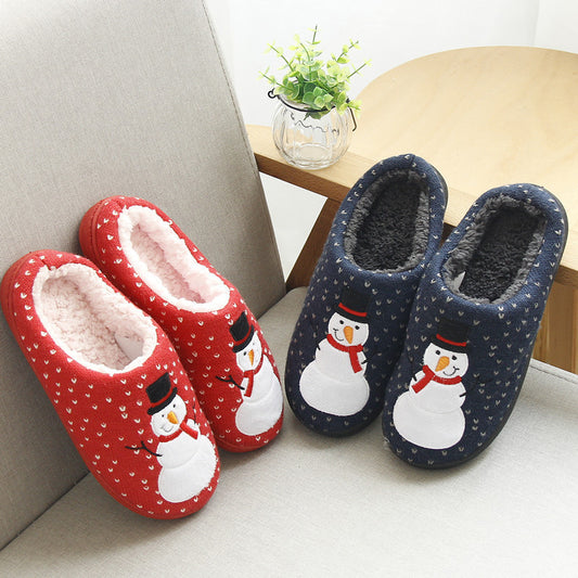 Christmas Snowman Couple Cotton Slippers Knitted