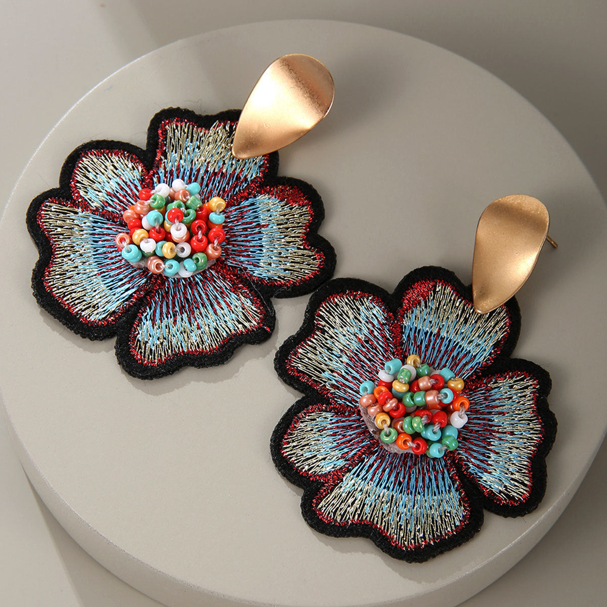 Handmade Embroidery Bead Earrings Fashion Lady