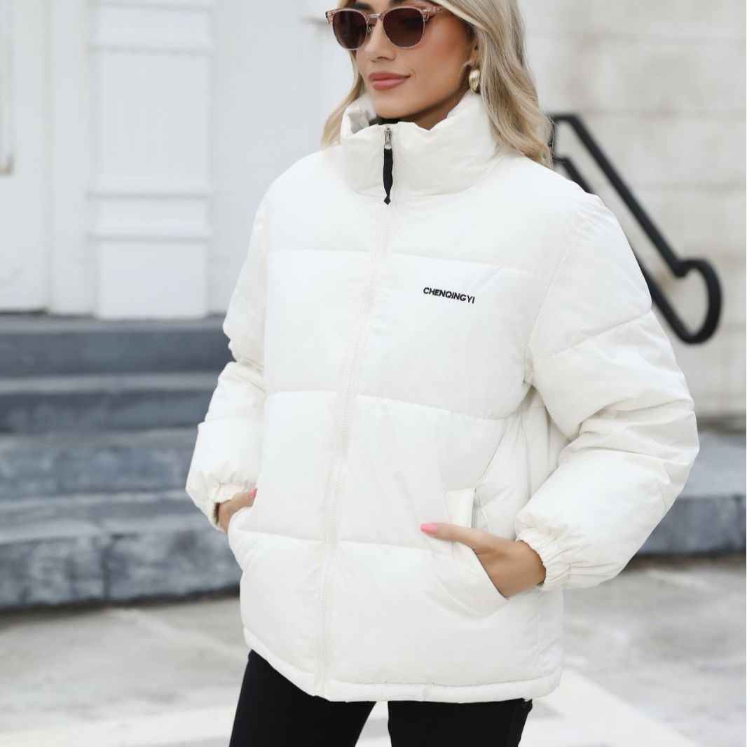 Winter Coat Casual Windproof Down Cotton Warm Thickened Jacket Solid Outwear