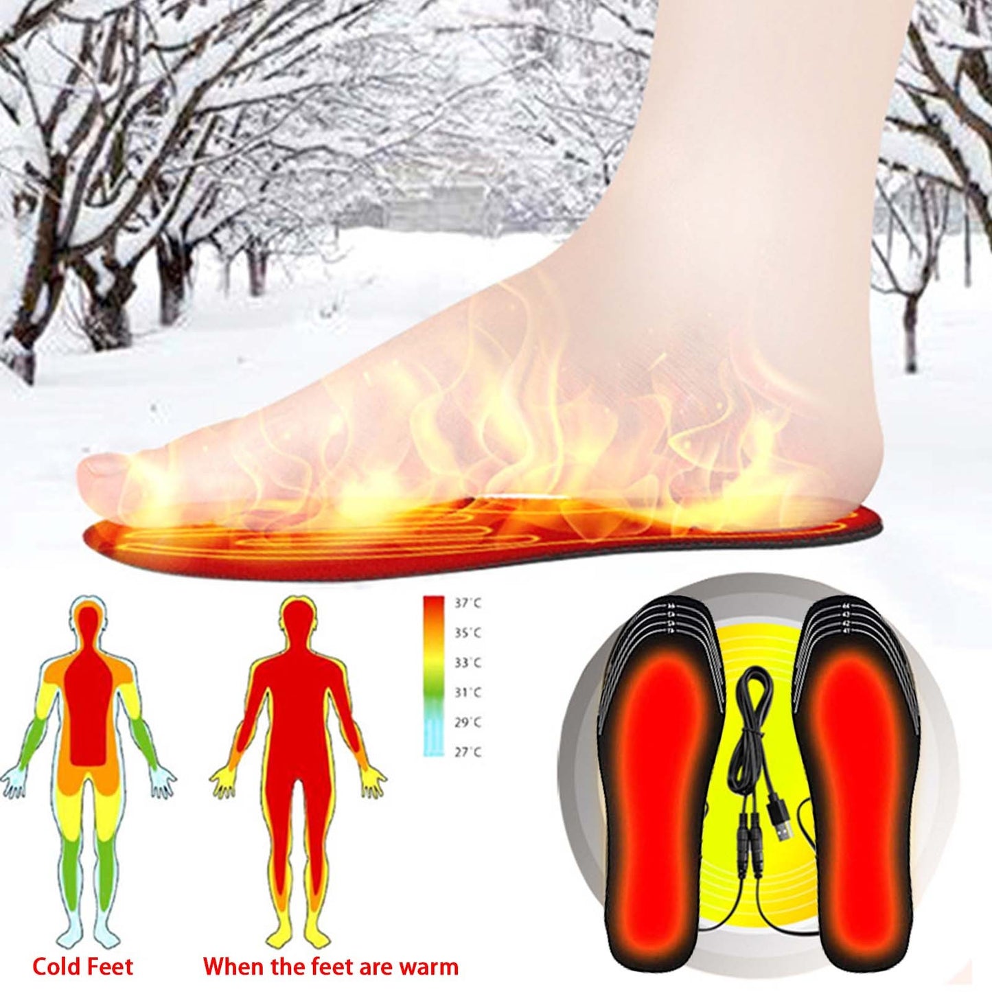 USB Heated Shoe Insoles for Winter