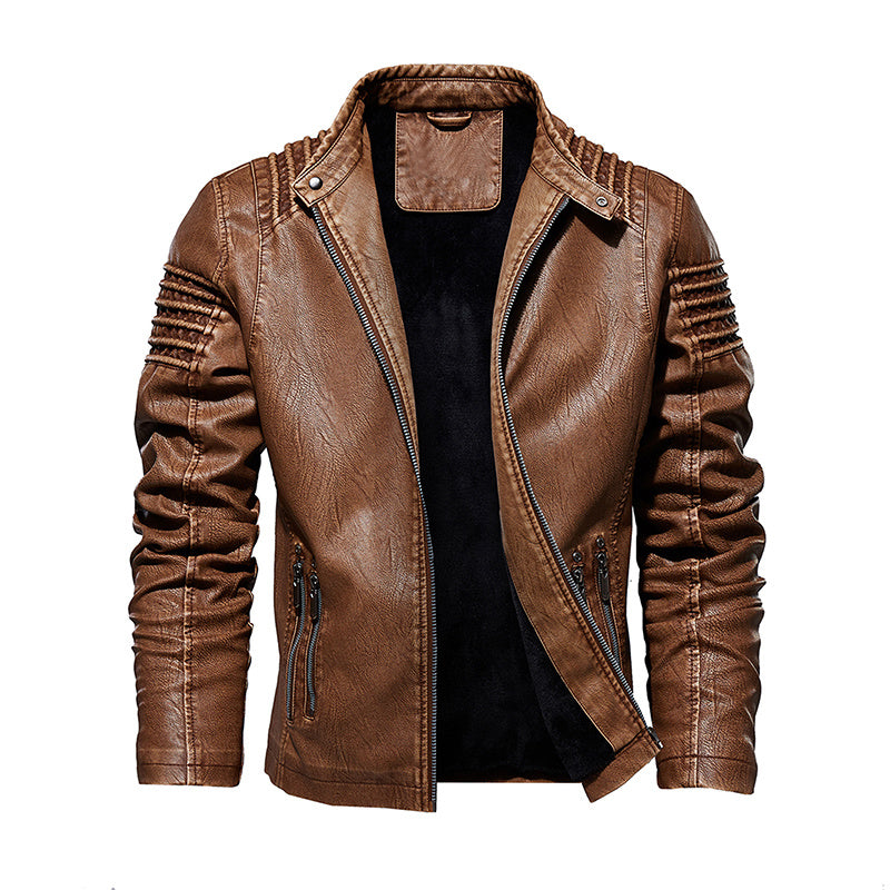 Men Leather Jacket Winter And Autumn Motorcycle PU Warm Fashion Coat