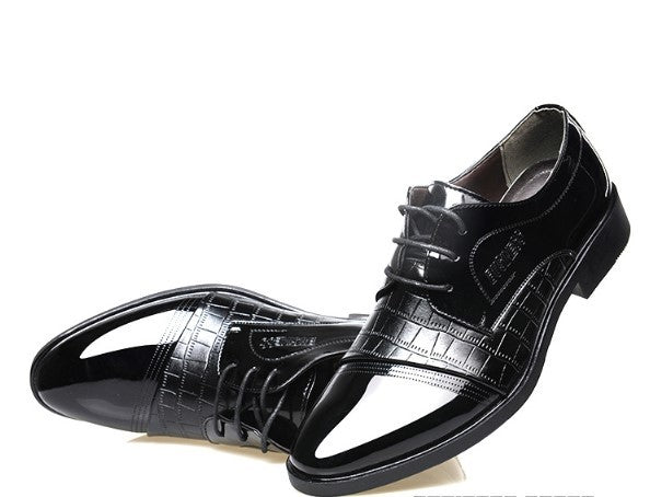 Autumn Pattern Pointed Leather Business Dress Shoes