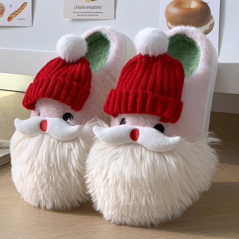 Christmas Santa Claus Home Non-Slip Plush Slippers