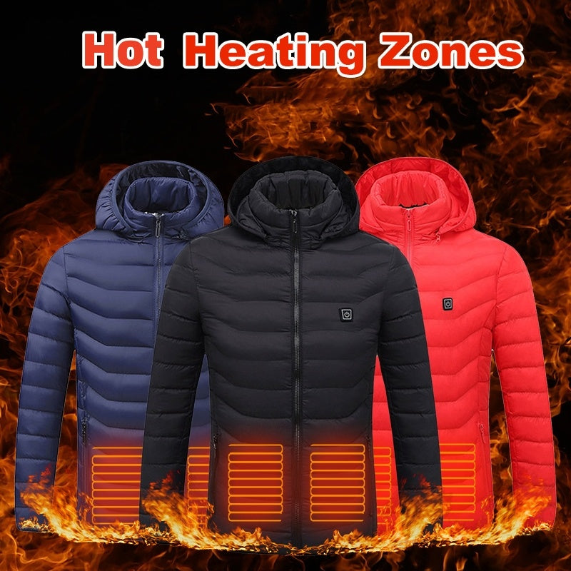 9-Zone Heated Electric Puffer Insulated Hood Windbreaker Jacket